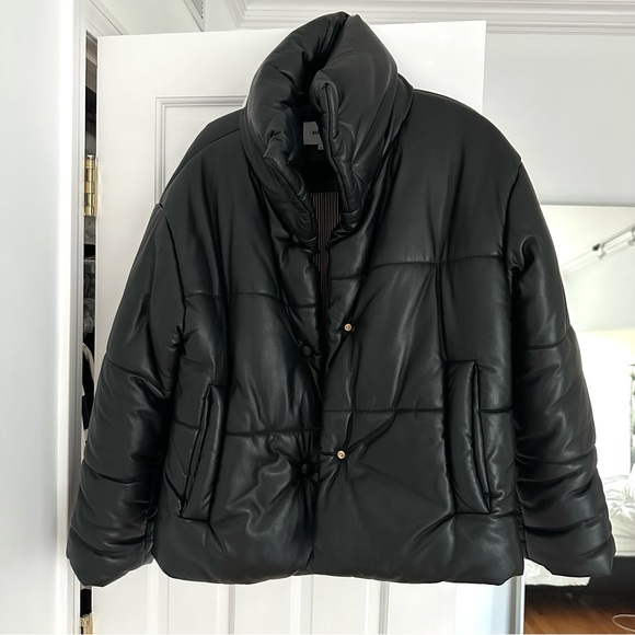NANUSHKA Okobor™ Alt-Leather Puffer Jacket (padded vegan leather jacket) size S - Picture 4 of 10